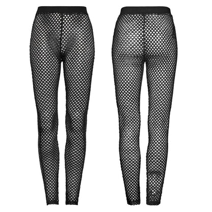 Punk Tie-dyed Mesh Leggings Black