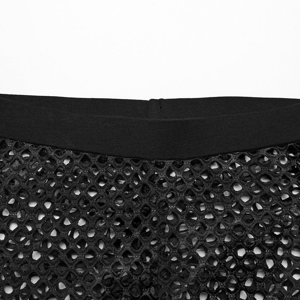 Punk Tie-dyed Mesh Leggings Black