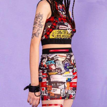 Grunge Graffiti  Printed Short Skirt