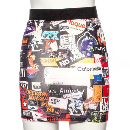 Grunge Graffiti  Printed Short Skirt