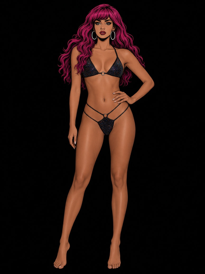holographic dot velvet bikini set