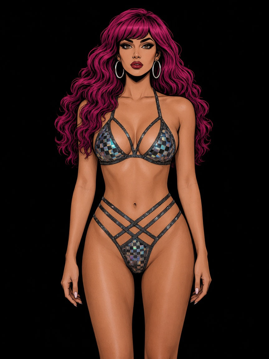 holographic weave bikini set