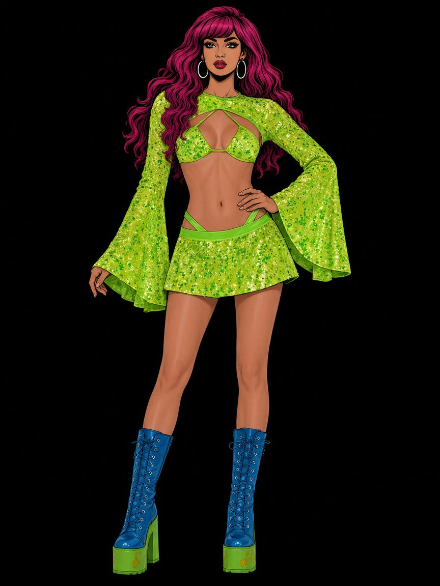 Sequin Bell Sleeve Shrug