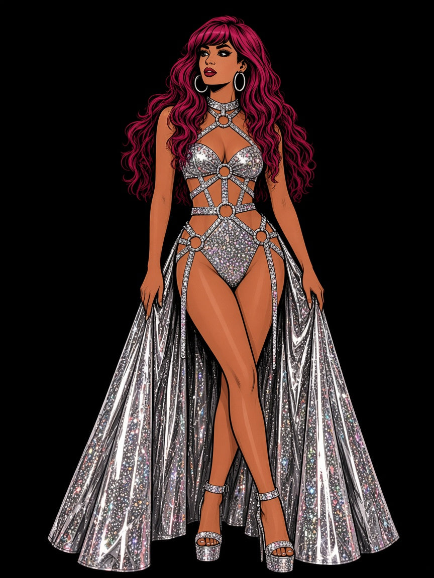 rhinestone strappy foil 1pc with rings