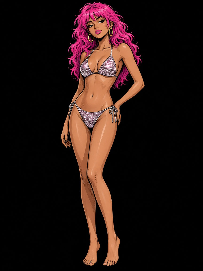 rhinestone foil bikini set