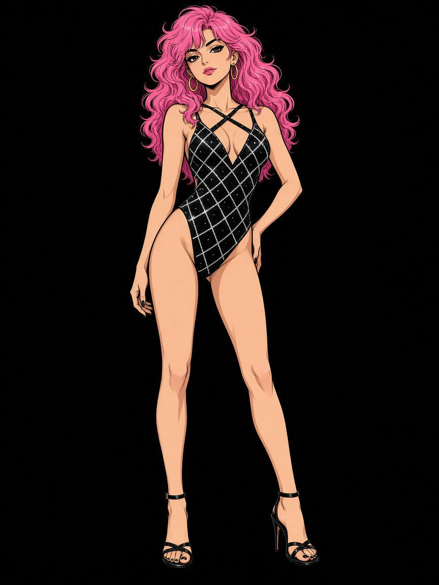 rhinestone criss cross spandex 1pc
