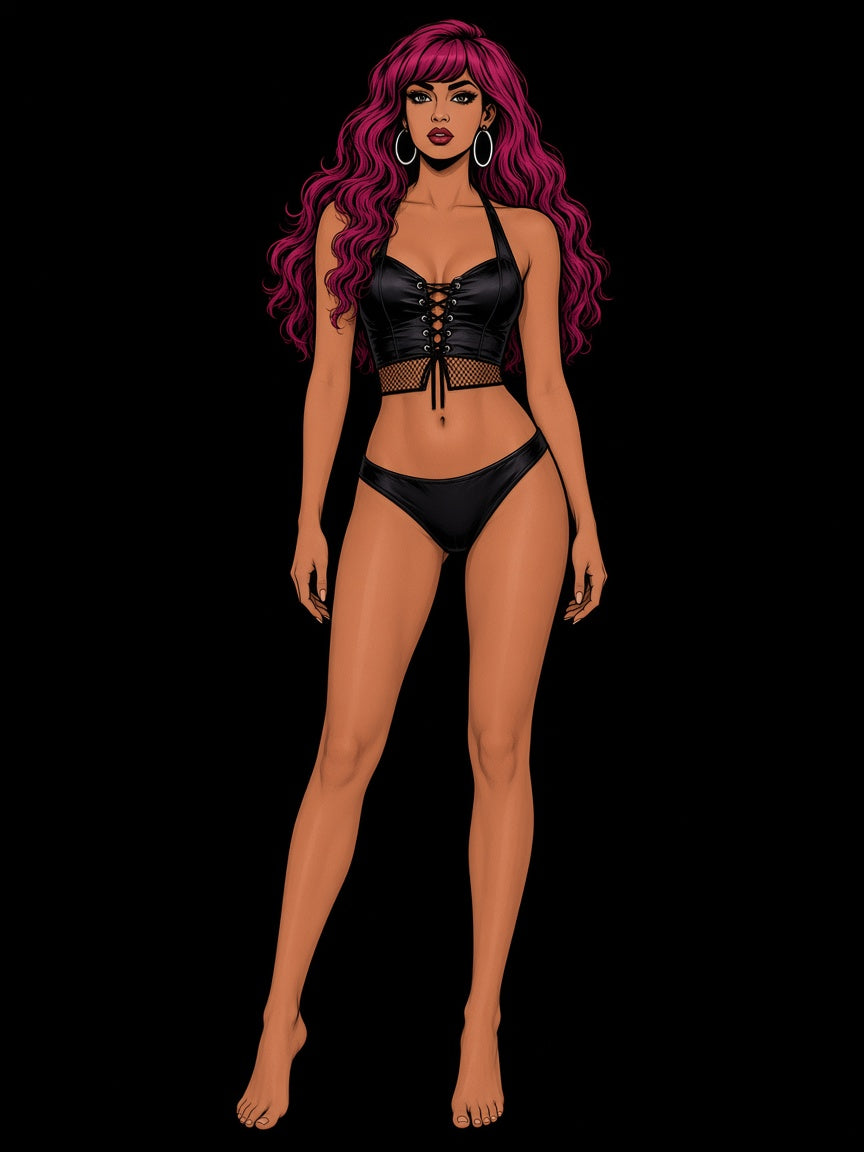 Gothic Black Lace-up Bustiers Bikini Tops