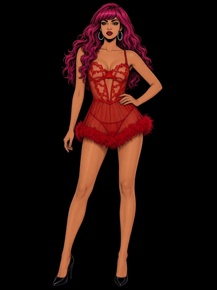 baroque heart babydoll 2-piece set