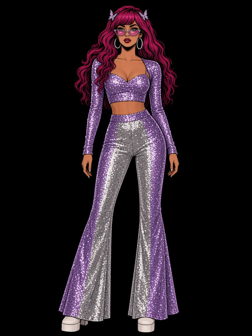 Mixed Metals Sequin Bell Bottom
