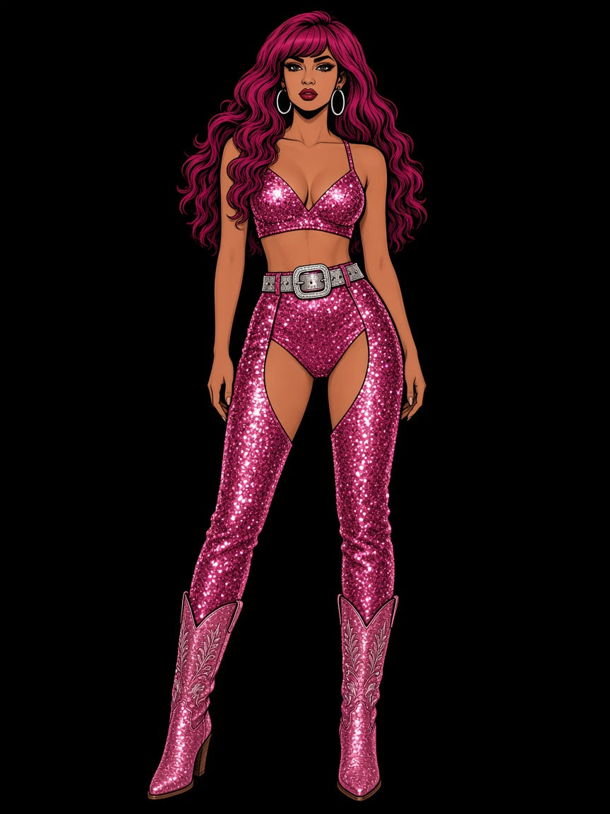 Sequin Chaps with Belt