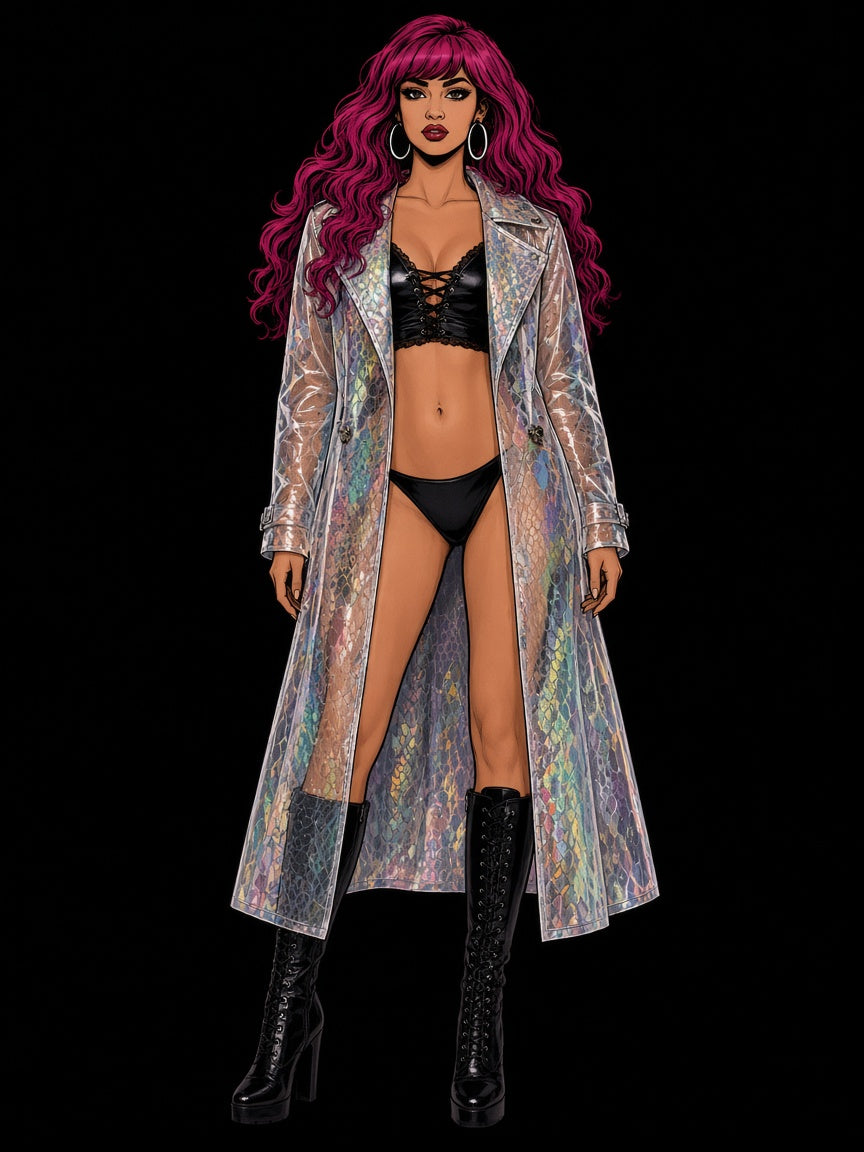 Rubberized Vinyl Trench Coat