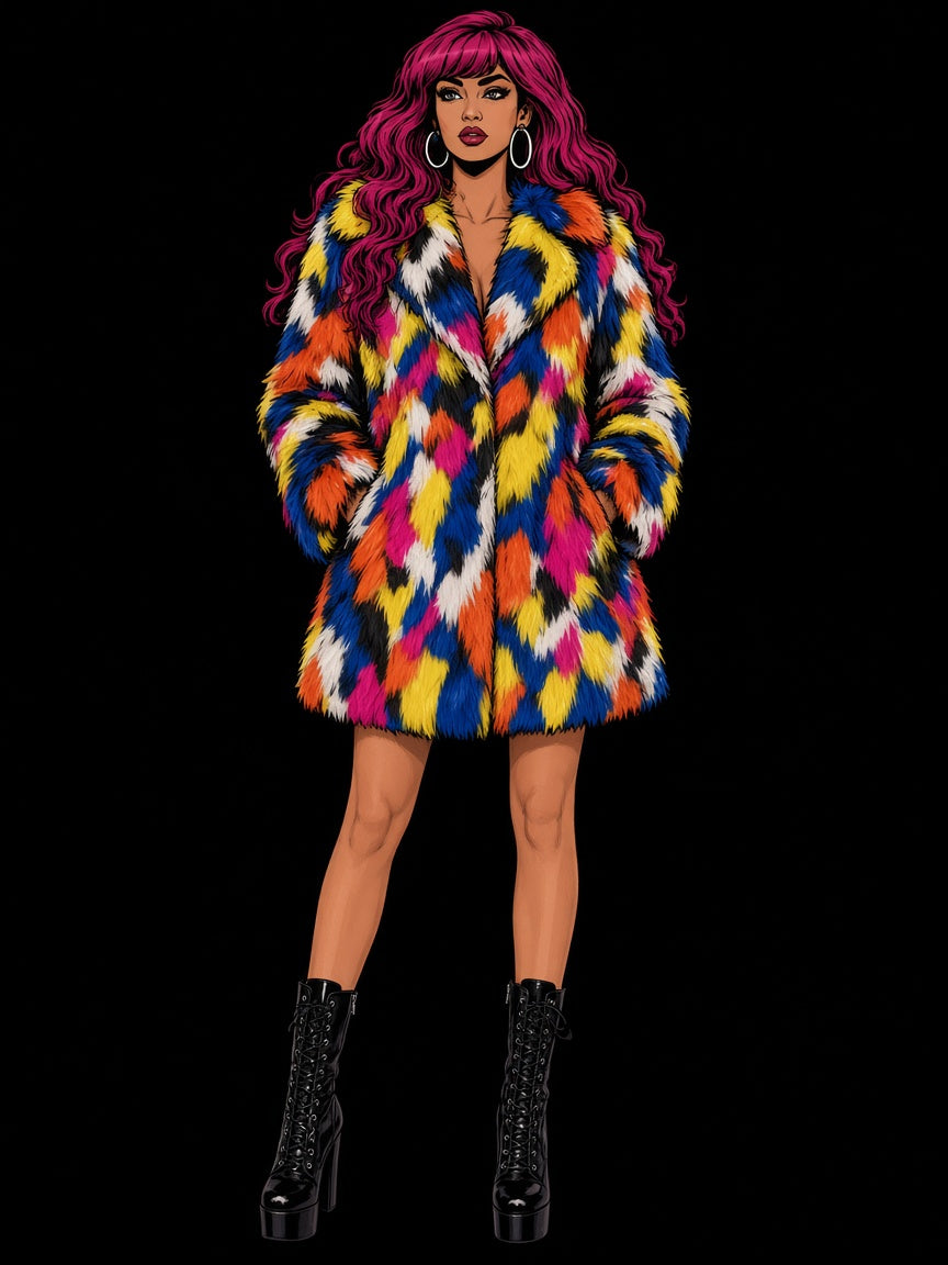 Unisex Faux Fur Mid-Length Coat
